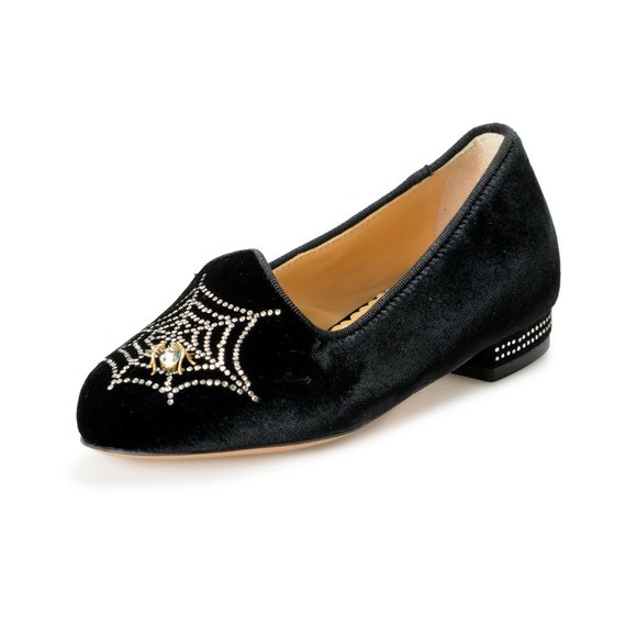 Charlotte Olympia Girls "INCY CHARLOTTES WEB" Velvet Leather Sandals Shoes